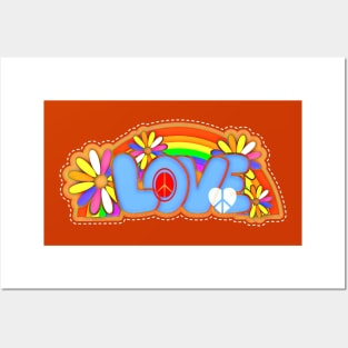 Rainbow Hippie Love Typography Posters and Art